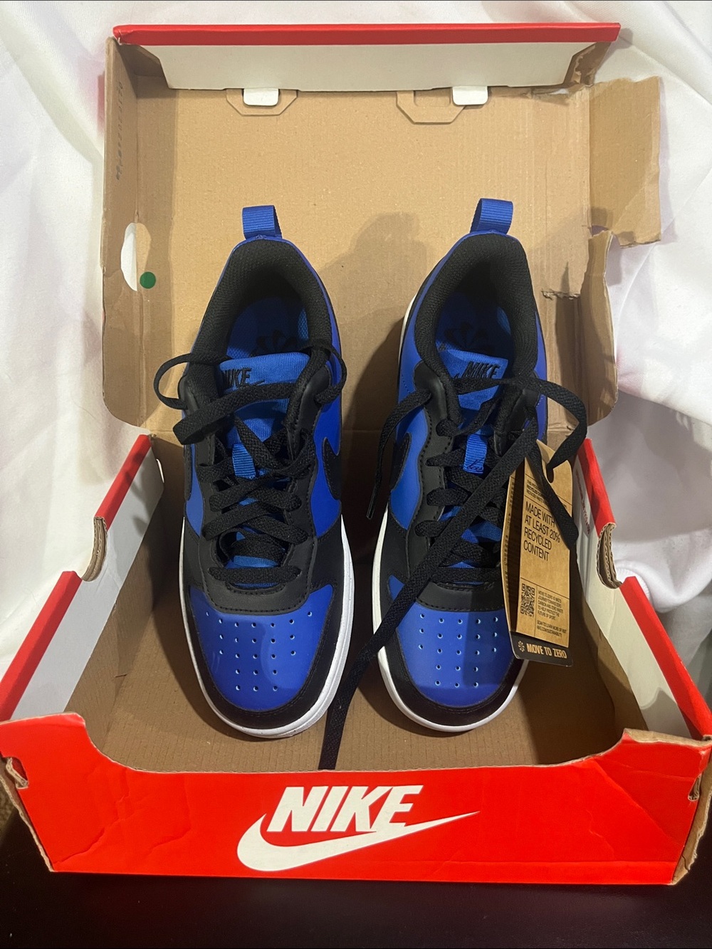 Nike Court Borough Low Recraft sneakers in the Game Royal, White, and Black